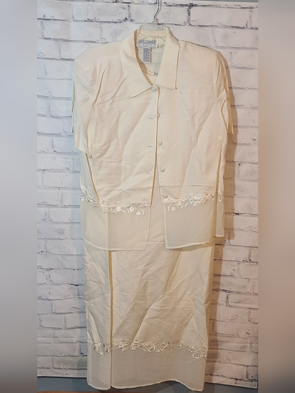 Vintage Cream Linen Blend Maxi Dress And Jacket Sz 20